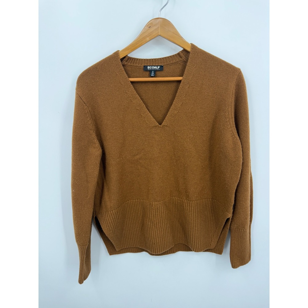 ECOALF Esalf Knit Woman V-Neck Sweater Women S Brown Recycled Wool GAKNESALK